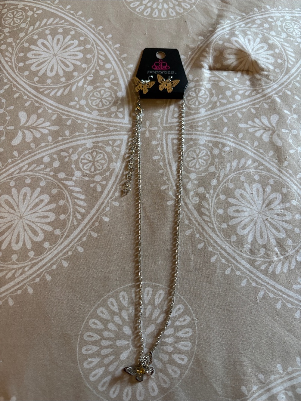 Silver Tone Butterfly Necklace Set